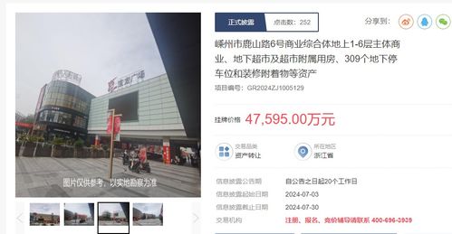 紹興嵊州寶龍廣場商業綜合體掛牌轉讓，掛牌價4.7億元